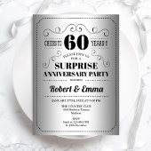 サプライズ60周年パーティー - シルバー ブラック 招待状