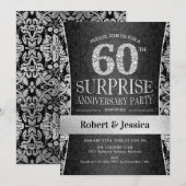 サプライズ60周年パーティー - シルバー 招待状 (正面/裏面)
