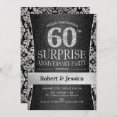 サプライズ60周年記念パーティー – シルバー 招待状 (正面/裏面)