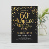 サプライズ60歳の誕生日パーティー - ブラック&ゴールド 招待状 (スタンド正面)