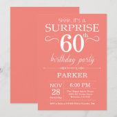 サプライズ60歳の誕生日招待状 コーラル 招待状 (正面/裏面)