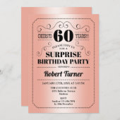 サプライズ60歳の誕生日 - ローズゴールド ブラック 招待状 (正面/裏面)