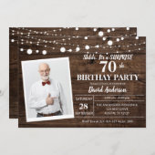 サプライズ60歳誕生日招待状 ラスティックウッド 招待状 (正面/裏面)