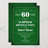 サプライズ60歳誕生日招待状 - 緑 白 招待状 (正面/裏面)