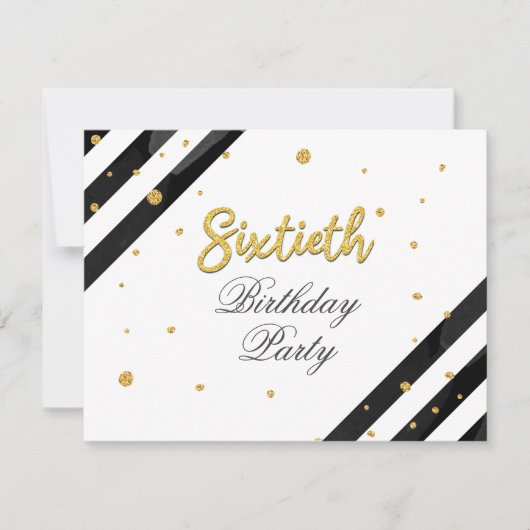 サプライズ60誕生日スクリプト金ゴールド幾何学的 招待状 (正面)