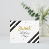 サプライズ60誕生日スクリプト金ゴールド幾何学的 招待状 (スタンド正面)