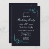 サプライズ60誕生日ダークブルーパーティー 招待状 (正面/裏面)