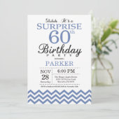サプライズ60誕生日ブルーシェブロン 招待状 (スタンド正面)
