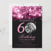 サプライズ60誕生日ホットピンクミッドナイトグラム 招待状 (正面)