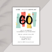 サプライズ60誕生日レトロミッドセンチュリーモダン 招待状