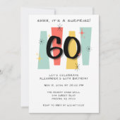 サプライズ60誕生日レトロミッドセンチュリーモダン 招待状 (正面)