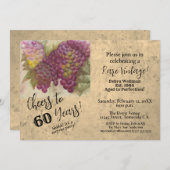 サプライズ60誕生日ワインをテーマにした招待状 招待状 (正面/裏面)