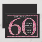 サプライズ60誕生日招待状ピンクグリッター 招待状 (正面/裏面)