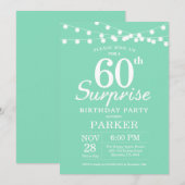 サプライズ60誕生日招待状ミントグリーン 招待状 (正面/裏面)