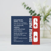 サプライズ60誕生日赤白青星 招待状 (スタンド正面)