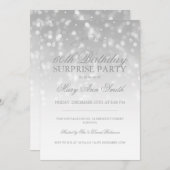 サプライズ60誕生日銀色《写真》ぼけ味の輝き 招待状 (正面/裏面)