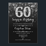 サプライズ60誕生日 – ブラックシルバー 招待状<br><div class="desc">サプライズ60th誕生日招待状。エレガント白黒銀フェイクグリッターデザイン。大人の誕生日。ダイヤモンドとスクリプトフォントを特徴とする男性または女性の日招待状。誕生日パーティスタイリッシュに最適。メッセージもしの詳細なカスタマイズが必要。</div>