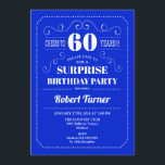 サプライズ60誕生日-王室の青 招待状<br><div class="desc">サプライズ60誕生日招待状エレガントレトロ王室のブルーとホワイトデザイン。応援60年！どんなカスタマイズ年齢でも見せられるぞ！</div>