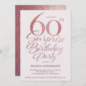 サプライズ60thバースデーパーティーバラ金ゴールド 招待状 (正面/裏面)