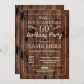サプライズ60thバースデーパーティー素朴ウッド60招待状 招待状 (正面/裏面)