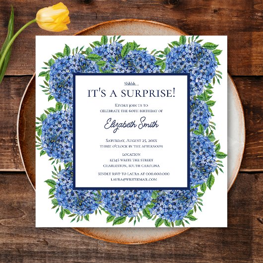 サプライズ60thバースデーパーティー青紫陽花 招待状