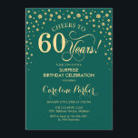サプライズ60thバースデーパーティー – エメラルドグリーン金ゴールド 招待状<br><div class="desc">60th Birthday Partyへの招待。エメラルドエレガントグリーンとグリッター金ゴールドのフェイクデザイン。スクリプトフォントとダイヤモンド紙吹雪の機能。応援60年！メッセージもしの詳細なカスタマイズが必要。</div>