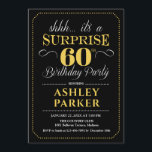 サプライズ60thバースデーパーティー – ブラック金ゴールド 招待状<br><div class="desc">60th Birthday Partyへの招待。黒いシンプル金ゴールドと白の古典的なデザイン。機能スクエレガントリプトフォント男性または女性のための驚きの日のお祝い。どんなカスタマイズ年にも入る事ができる！</div>