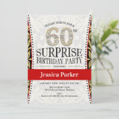 サプライズ60thバースデーパーティー – ホワイト金ゴールドレッド 招待状 (スタンド正面)
