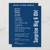 サプライズ60thバースデーモダンタパーティー青と白 招待状 (正面/裏面)