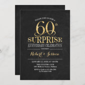 サプライズ60th結婚周年記念の黒板金ゴールド 招待状 (正面/裏面)