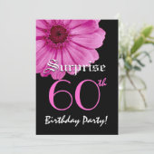サプライズ60th誕生日テンプレートピンクデイジー 招待状 (スタンド正面)