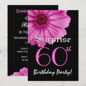 サプライズ60th誕生日テンプレートピンクデイジー 招待状 (正面/裏面)