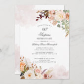 サプライズ60th誕生日パーティパステルフローラスクリプト 招待状 (正面/裏面)