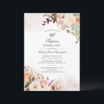 サプライズ60th誕生日パーティパステルフローラスクリプト 招待状<br><div class="desc">サプライズ60th誕生日パーティパステルフローラスクリプト招待状あなたの名前と特定のパーティー詳細で簡単に使用できる。「パーソナライズ」ボタンの下に入れもした「こクリックこの」ボタンは、他の特別なイベントやお祝いに対して完全に転用する。パステルと緑の葉と水色の花が特徴で、かわいらしタイポグラフィと台本の書と一緒にモダン、ガーリー招待テンプレートとモダンを作る。</div>