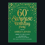 サプライズ60th誕生日パーティー – グリーン&金ゴールド 招待状<br><div class="desc">60th Birthday Partyへの招待。エレガントデザインの森の緑とフェイクグリッター金ゴールド。スクリプトスタイリッシュのフォントと紙吹雪の機能。メッセージもしメッセージはカスタム年齢。</div>