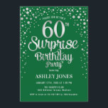 サプライズ60th誕生日パーティー – シルバー&グリーン 招待状<br><div class="desc">650th Birthday Party Invitation（誕生日パーティーの招待）森エレガントのデザインエメラルドグリーンとフェイクグリッターシルバー。スクリプトスタイリッシュのフォントと紙吹雪の機能。メッセージもしメッセージはカスタム年齢。</div>
