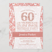 サプライズ60th誕生日パーティー – バラ金ゴールドホワイト 招待状 (正面/裏面)