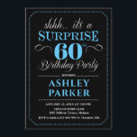 サプライズ60th誕生日パーティー – ブラックブルー 招待状<br><div class="desc">60th Birthday Partyへの招待。黒シンプル、ライトブルー、白で上品なデザイン。機能スクエレガントリプトフォント男性または女性のための驚きの日のお祝い。どんなカスタマイズ年にも入る事ができる！</div>