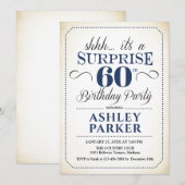 サプライズ60th誕生日パーティー – ホワイトネイビー 招待状 (正面/裏面)