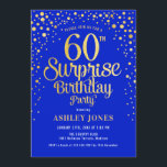 サプライズ60th誕生日パーティー – 王室のブルー&金ゴールド 招待状<br><div class="desc">60th Birthday Partyへの招待。青エレガントと王室のグリッターの金ゴールドのフェイクデザイン。スクリプトスタイリッシュのフォントと紙吹雪の機能。メッセージもしメッセージはカスタム年齢。</div>