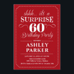 サプライズ60th誕生日パーティー – 赤い白 招待状<br><div class="desc">60th Birthday Partyへの招待。暗シンプルい中の上品なデザイン赤と白。機能スクエレガントリプトフォント男性または女性のための驚きの日のお祝い。どんなカスタマイズ年にも入る事ができる！</div>