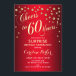 サプライズ60th誕生日パーティー – 赤金ゴールド 招待状<br><div class="desc">サプライズ60th誕生日パーティー招待エレガントデザイン赤とグリッター金ゴールドパタフェイクーン。機能スクリプトフォントと紙吹雪。応援60年！メッセージもしメッセージの年齢がカスタム必要だ。</div>