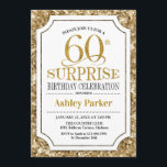 サプライズ60th誕生日パーティー – 金ゴールドホワイト 招待状<br><div class="desc">サプライズ60th誕生祝い招待状。白エレガントとグリッターの金ゴールドパタフェイクーンの上品なデザイン。機能スクエレガントリプトフォントメッセージもしの詳細なカスタマイズが必要。</div>
