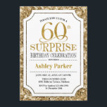 サプライズ60th誕生日パーティー – 金ゴールドホワイト 招待状<br><div class="desc">サプライズ60th誕生祝い招待状。白エレガントとグリッターの金ゴールドパタフェイクーンの上品なデザイン。機能スクエレガントリプトフォントメッセージもしの詳細なカスタマイズが必要。</div>