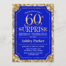 サプライズ60th誕生日パーティー – 金ゴールド王室のブルー 招待状