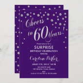 サプライズ60th誕生日パーティー – Silver Purple 招待状 (正面/裏面)