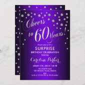 サプライズ60th誕生日パーティー – Silver Purple 招待状 (正面/裏面)
