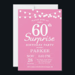 サプライズ60th誕生日招待状ピンク 招待状<br><div class="desc">ストリングライト付き誕生日招待状の60番目の驚き。ピンクの背景女性エレガントモダンだ。13日16日18日21日21日30日30日40日60日70日80日90日100日、年齢に関係なく。さらにカスタマイズするには、「クリック カスタマイズ   」ボタンをクリックし、デザインツールを使用してこのテンプレートを変更してください。</div>