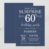サプライズ60th誕生日招待状ブルー 招待状 (正面/裏面)