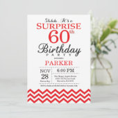 サプライズ60th誕生日招待状レッドシェブロン 招待状 (スタンド正面)